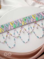 Paatalya - The Flower Meadow - Sequins, Beads And Glass Drops Hand Embroidered Choker Necpiece