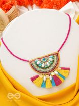 Aashara- The Crimson Fire- Pearls, Stones & Beads Embroidered Necklace 