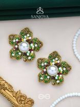 Triyashti- The Ravishing Wildflower-  Pearls, Stones & Beads Embroidered Earrings