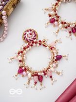 Ardramani - The Fiery Embers - Dabka And Glass Beads Hand Embroidered Earrings