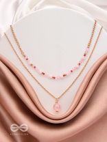 The Rosy Rosettes - Golden Beaded Layered Necklace With Anti-Tarnish Coating 