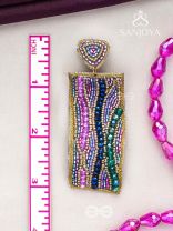 ABHIRAMA - THE BEAUTIFUL CANVAS - BEADED RECTANGLE EMBROIDERED EARRINGS ( MULTICOLOR )