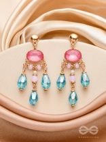 PINK CHAMPAGNE RAINS - GOLDEN EMBELLISHED EARRINGS
