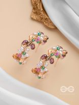 The Multicolored Blossom - Beaded Hoop Earrings