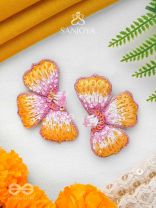 Shobhana - The Shining - Sequins And Resham Hand Embroidered Earrings (Pink & Mustard)