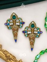 Vajrakaya - The Diamond Body - Stones, Cutdana And Beads Hand Embroidered Earrings
