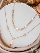 Sea Life Splendor - Statementtwo Layered Necklace With Anti-Tarnish Coating 