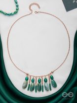 Nature's Emerald Paradise- Golden Playful Neckpiece With Anti-Tarnish Coating 