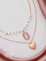 A Pink Heartscape- Boho Multilayered Neckpiece With Anti-Tarnish Coating 