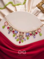 Suprayas - The Regal Gemstones - Golden Embellished Statement Neckpiece (Multicolor)