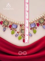 Suprayas - The Regal Gemstones - Golden Embellished Statement Neckpiece (Multicolor)