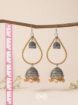 THE SUNLIT DROPS  - OXIDISED EMBELLISHED EARRINGS