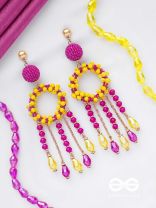 WILDFIRE SPIRIT - BOLD AND STATEMENT DANGLER EARRINGS (PINK & YELLOW)