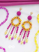 WILDFIRE SPIRIT - BOLD AND STATEMENT DANGLER EARRINGS (PINK & YELLOW)