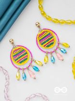 Satovira - Defiant Dynamo - Beads And Glass Drops Hand Embroidered Earrings