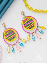 Satovira - Defiant Dynamo - Beads And Glass Drops Hand Embroidered Earrings