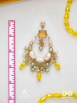 Vibhaati - The Minty Sparklers - Statement Gold And Green Embellished Earrings