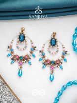 Abhram - The Shimmering Sky - Statement Golden Embellished Earrings 