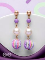 SUBTLE SPRING SYMPHONY - CUTE BEADED EARRINGS (PURPLE, GREEN & PINK)