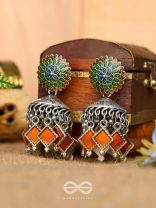 THE FLAMING FUSIONS- EMBELLISHED OXIDISED JHUMKI