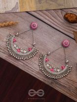 MYSTICAL PEACOCKS IN PINK - EMBELLISHED OXIDISED EARRINGS