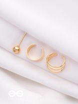 THE PERFECT TRIO - TWO EARCUFF & ONE STUD (ONE EAR) (GOLD)