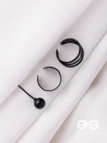 THE PERFECT TRIO - TWO EARCUFF & ONE STUD (ONE EAR) (BLACK)