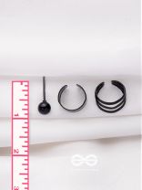 THE PERFECT TRIO - TWO EARCUFF & ONE STUD (ONE EAR) (BLACK)