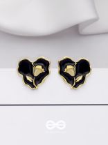 YOUR DARK LOVE- GOLDEN ENAMELLED STUDS (BLACK)