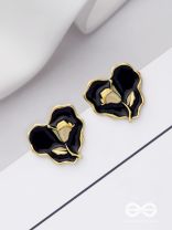 YOUR DARK LOVE- GOLDEN ENAMELLED STUDS (BLACK)