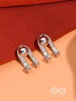 GLEAMING CRESCENT - SILVER STUD EARRINGS