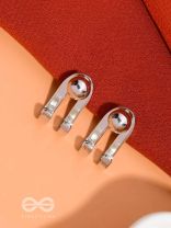 GLEAMING CRESCENT - SILVER STUD EARRINGS