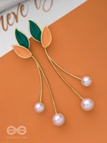 ALWAYS AN ANGEL - PEARL & ENAMELLED EAR JACKETS (GOLD AND GREEN)