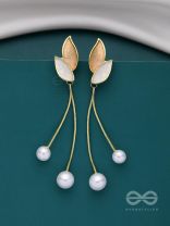 ALWAYS AN ANGEL - PEARL & ENAMELLED EAR JACKETS (GOLD & WHITE)