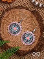 THE MANDALA EFFECT - EMBELLISHED OXIDISED EARRINGS (PINK)