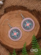 THE MANDALA EFFECT - EMBELLISHED OXIDISED EARRINGS (PINK)