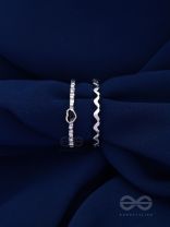 LIFE IN A ZIG-ZAG- SET OF 2 ADJUSTABLE SILVER RINGS