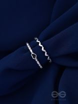 LIFE IN A ZIG-ZAG- SET OF 2 ADJUSTABLE SILVER RINGS