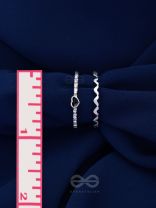 LIFE IN A ZIG-ZAG- SET OF 2 ADJUSTABLE SILVER RINGS