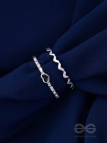 LIFE IN A ZIG-ZAG- SET OF 2 ADJUSTABLE SILVER RINGS