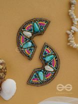 PARIDYUDHI - THE OCEAN WHISPERS - SEQUINS, BEADS, AND MARBLE DROP EMBROIDERED EARRINGS (MULTICOLOR)