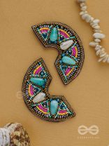 PARIDYUDHI - THE OCEAN WHISPERS - SEQUINS, BEADS, AND MARBLE DROP EMBROIDERED EARRINGS (MULTICOLOR)