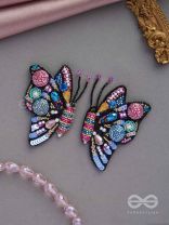 Vanyapadmini - The Gilded Flutter - Sequins, Beads And Cutdana Hand Embroidered Earrings (Multicolor)