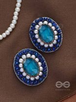 AMRITARA - THE ETERNAL ESSENCE - STONE, PEARLS AND SEQUINS EMBROIDERED EARRINGS