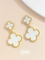 GOOD LUCK CHARM - GOLDEN & WHITE DROP EARRINGS