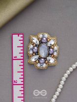 CHANDRAVALLI - THE SMOKY MOON - STONE, PEARLS AND BEADS EMBROIDERED EARRINGS (GRAY)