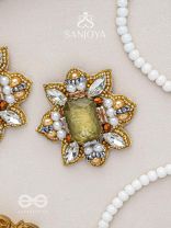 Dyauta -  Star Like Glow - Stone And Beads Hand Embroidered Stud Earrings