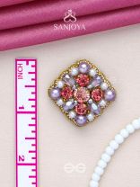 AMANITA - THE HUMBLE GRACE - STONE, BEADS AND PEARLS EMBROIDERED STUD EARRINGS 