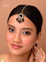 Angika - A Dramatic Sentiment - Stone, Beads And Glass Drops Hand Embroidered Maangtika