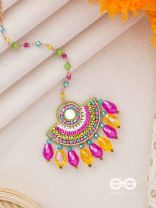 ADIBHYA - A COLORFUL CARNIVAL - SEQUINS, BEADS AND GLASS DROP EMBROIDERED MAANGTIKA